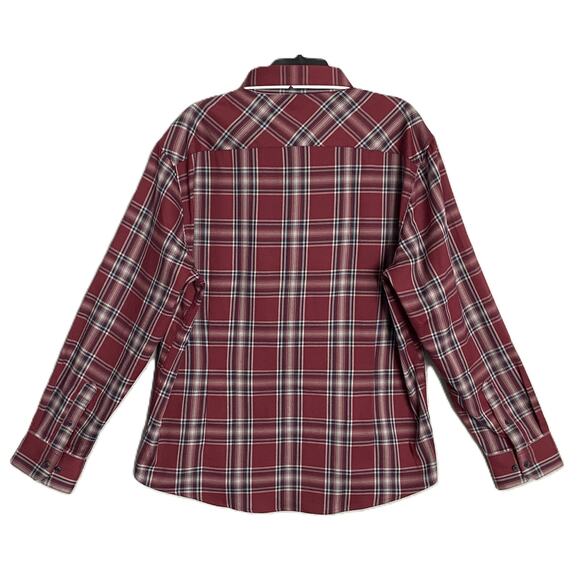 Mizzen+Main Men's XXL Trim Fit City Flannel Twill Shirt Burgundy Plaid NWOT - Picture 5 of 10